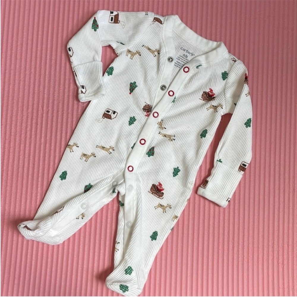 NEW Carter’s newborn onesie footie Christmas Santa winter December baby